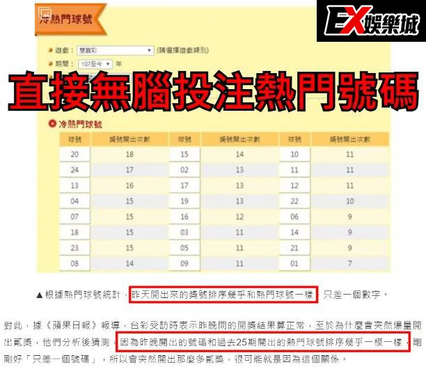 跟著買當期前12或後12個冷熱門號碼 跟著買當期前12或後12個冷熱門號碼