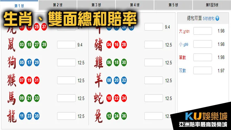 地下539獎金賠率生肖、雙面總和計算 地下539獎金賠率生肖、雙面總和計算