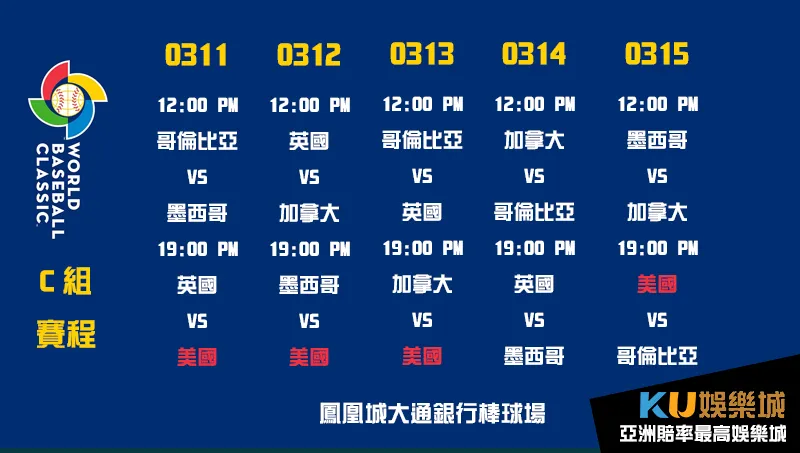 WBC 2023經典賽 C組賽程時間 WBC 2023經典賽 C組賽程時間